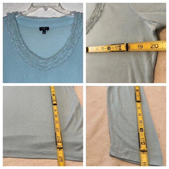 Talbots Woman Petites Large Lt Blue Scoop Neck 1/2 Sleeve Modal/Silk LW - Picture 11 of 16